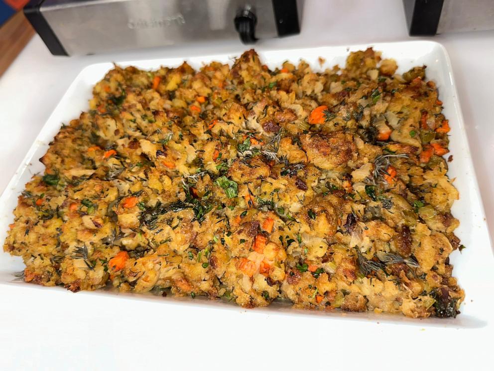 PHOTO: A plate of semi-homemade stuffing using jazzed up Stove Top box mix.