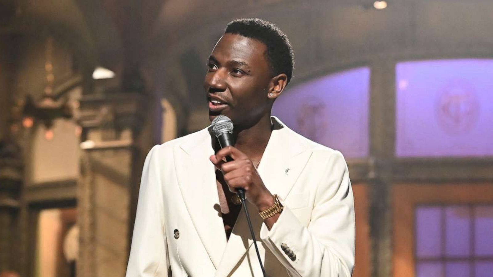 PHOTO: Host Jerrod Carmichael is pictured during his monologue on "Saturday Night Live."