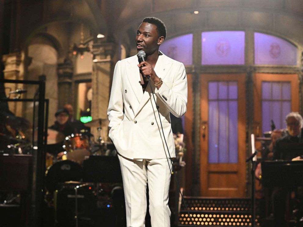 PHOTO: Host Jerrod Carmichael is pictured during his monologue on Saturday Night Live. 