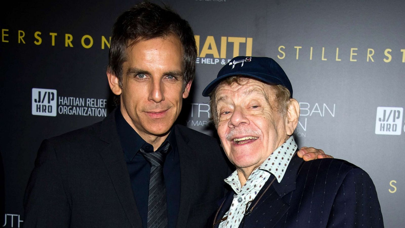 PHOTO: Ben Stiller and his father Jerry Stiller arrive at the Help Haiti benefit honoring Sean Penn hosted by the Stiller Foundation and The J/P Haitian Relief Organization, in New York, Feb. 11, 2011.