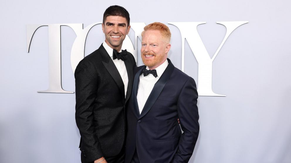 PHOTO: Justin Mikita and Jesse Tyler Ferguson attend the 77th Annual Tony Awards at David H. Koch Theater at Lincoln Center in New York City, June 16, 2024.