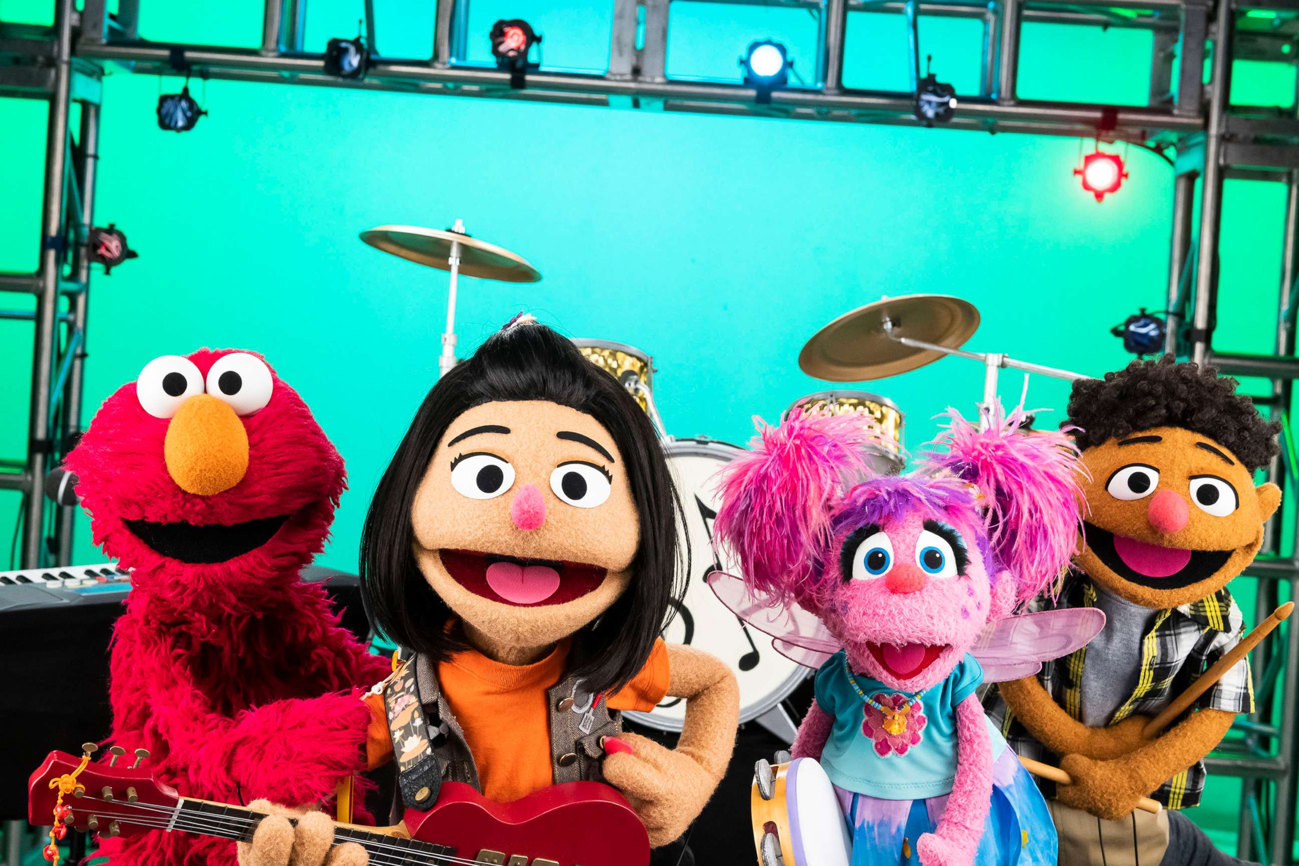 PHOTO: Sesame Street introduces its first Asian-American muppet. Seven year-old Ji-Young, second from left, is pictured alongside other Sesame Street characters.
