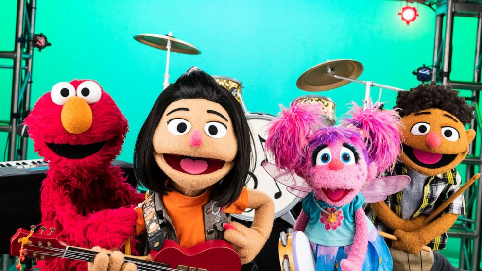 PHOTO: Sesame Street introduces its first Asian-American muppet. Seven year-old Ji-Young, second from left, is pictured alongside other Sesame Street characters.
