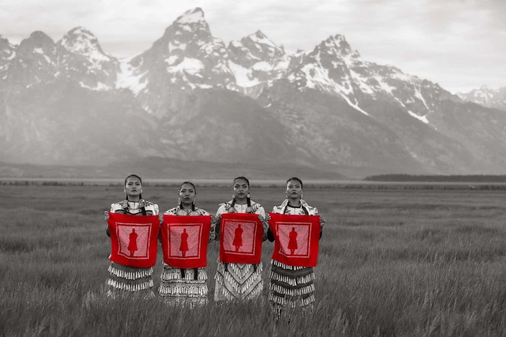 PHOTO: From left, JoAnni Begay, Erin Tapahe, Dion Tapahe and Sunni Begay at Grand Teton National Park, Wyoming, July 2020. The native land of the Shoshone-Bannock, Gros Ventre and Nez Perce people.