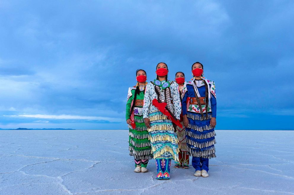 PHOTO: From left, JoAnni Begay, Erin Tapahe, Dion Tapahe and Sunni Begay at Bonneville Salt Flats, Utah, June 2020. The native land of the Goshute people.