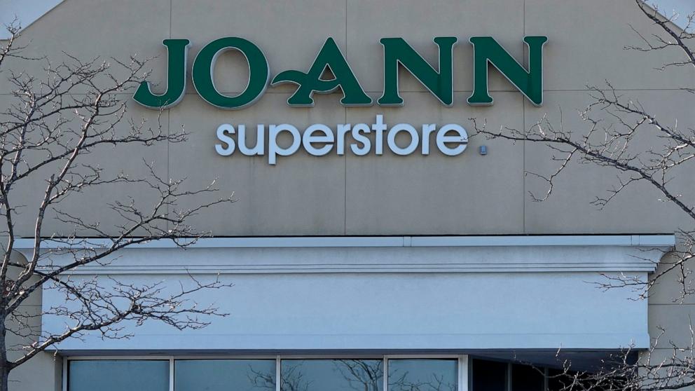 PHOTO: A logo sign outside of a Joann retail store is seen in Arlington Heights, Ill., Jan. 15, 2025.