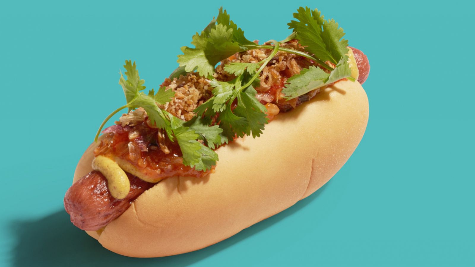 PHOTO: A kimchi-topped hot dog.