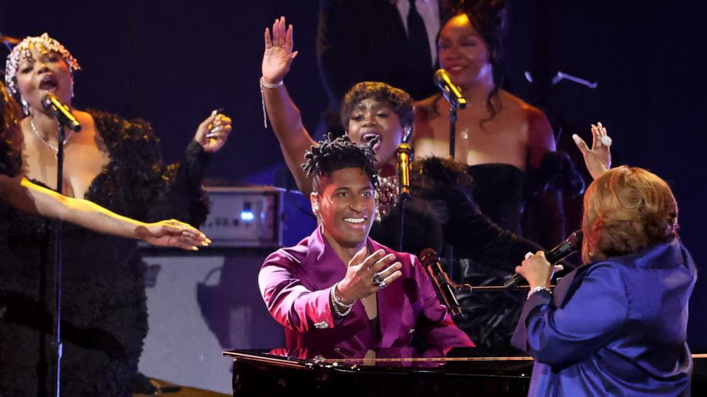 PHOTO: Jon Batiste and Ann Nesby perform during the 66th GRAMMY Awards at Crypto.com Arena in Los Angeles, Feb. 04, 2024.