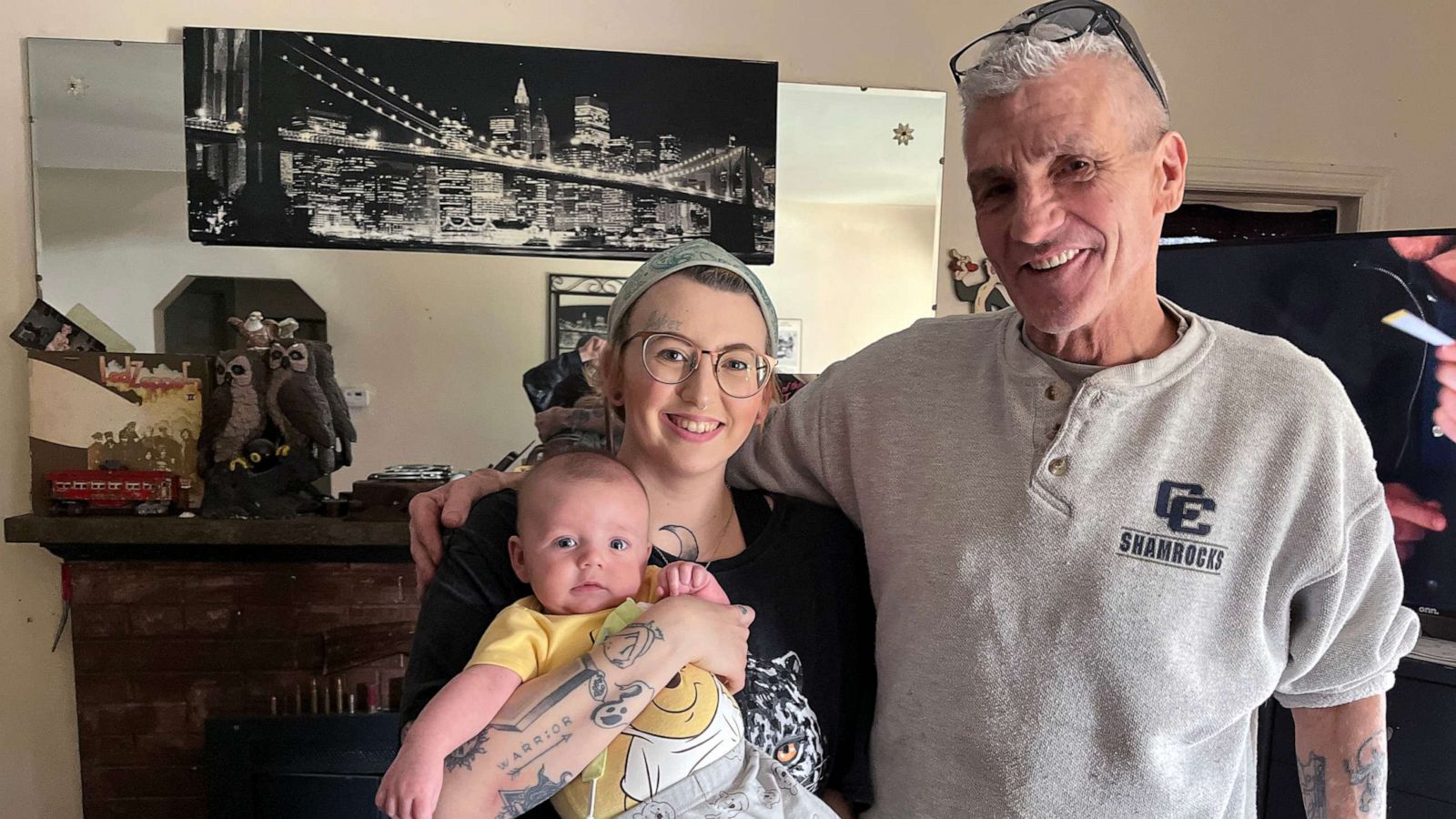 PHOTO: Jordyn O'Neil had been looking for her biological father and with the help of strangers on Facebook, she connected with Brian Ahern. O'Neil and Ahern are pictured here with O'Neil's son.