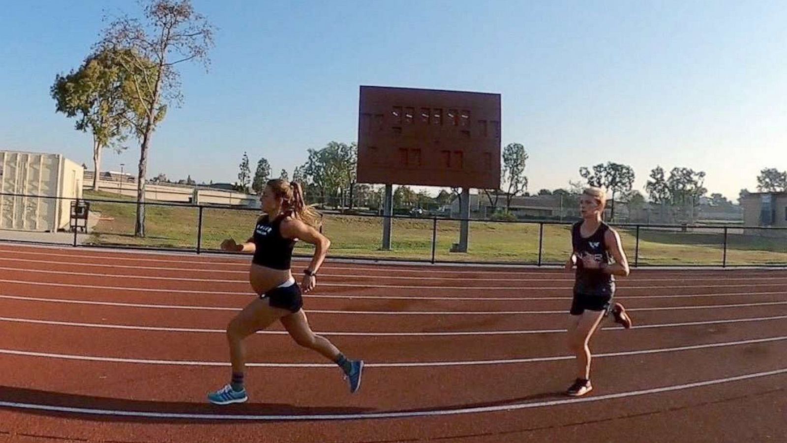 PHOTO: Makenna Myler, 28, of Heber, Utah, is photographed running during her pregnancy.