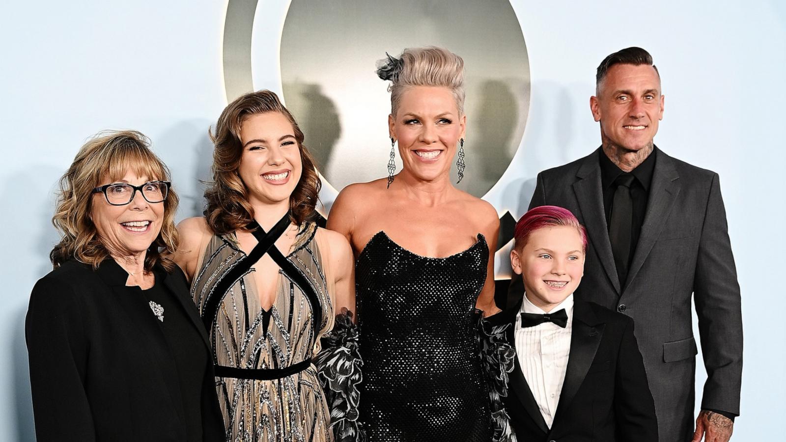 Judith Moore, Willow Hart, P!NK, Jameson Hart and Carey Hart attend The 79th Annual Tony Awards on June 07, 2026 in New York City.