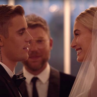 PHOTO: Justin and Hailey Bieber at their wedding, in a still from the docuseries "The Wedding: Officially Mr. & Mrs. Bieber - Justin Bieber: Seasons."