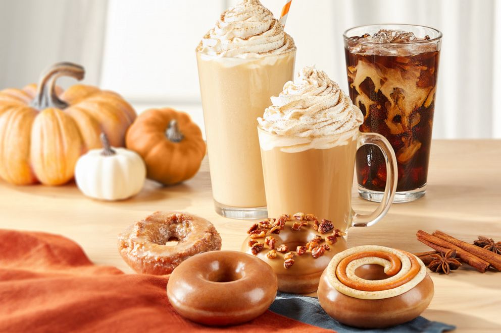 PHOTO: The new fall lineup of donuts and drinks at Krispy Kreme.