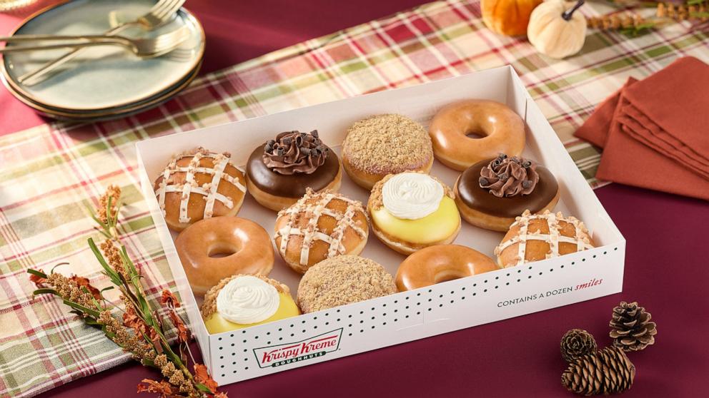 PHOTO: Four new Thanksgiving pie doughnuts at Krispy Kreme.