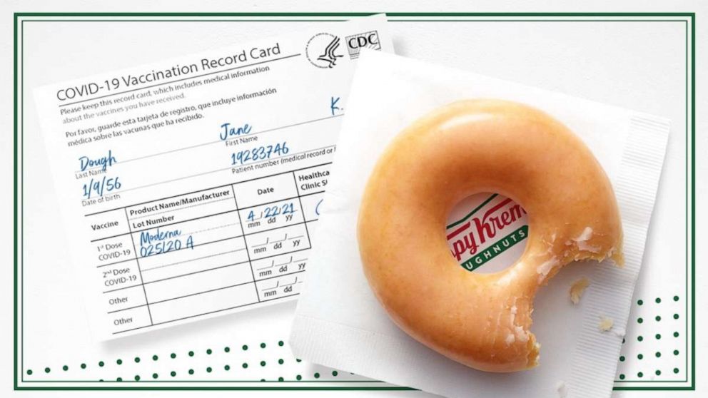 PHOTO: Krispy Kreme will give guests a free original glazed doughnut if they show their COVID-19 vaccination card.