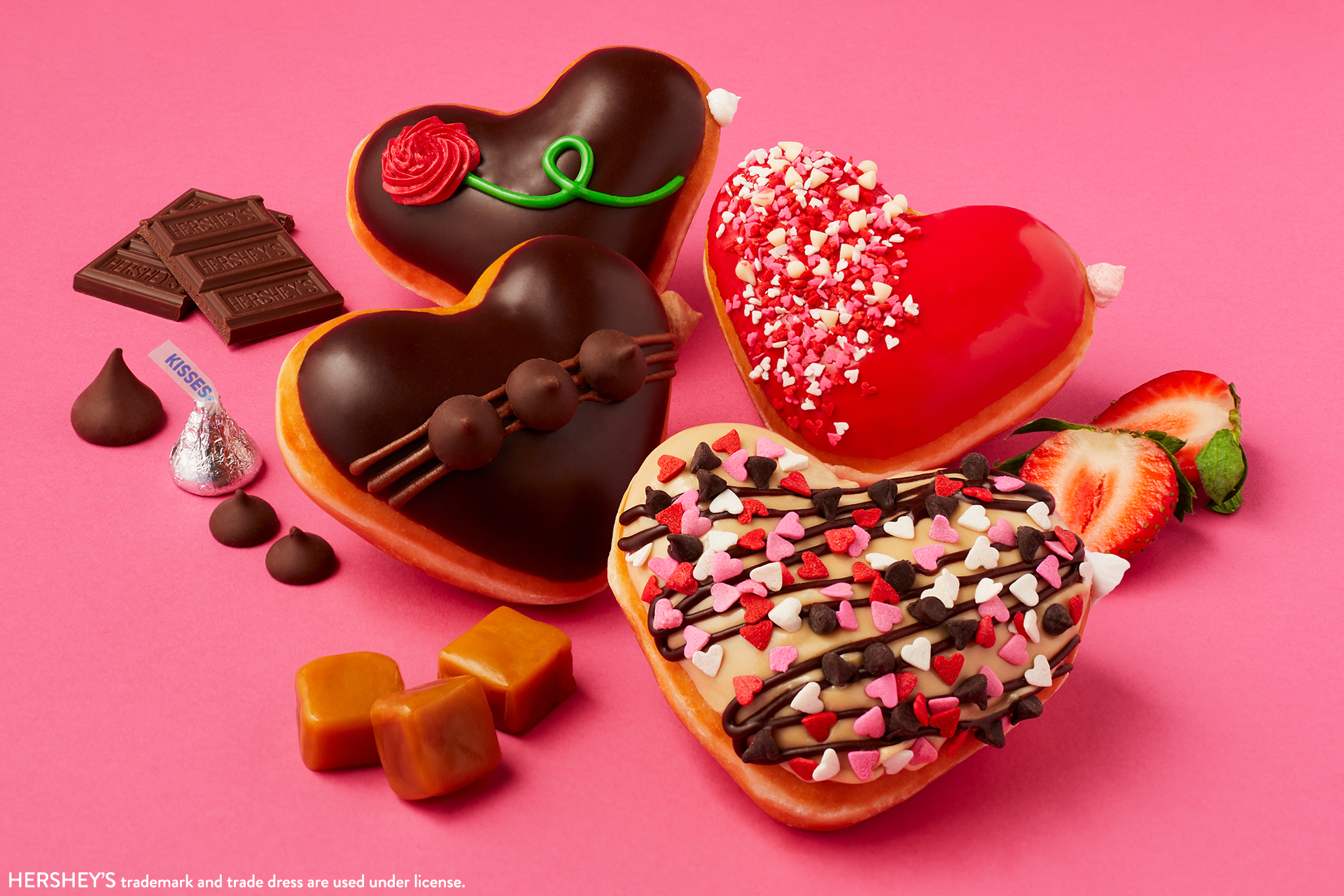 PHOTO: New heart-shaped Krispy Kreme doughnuts made with real Hershey's.