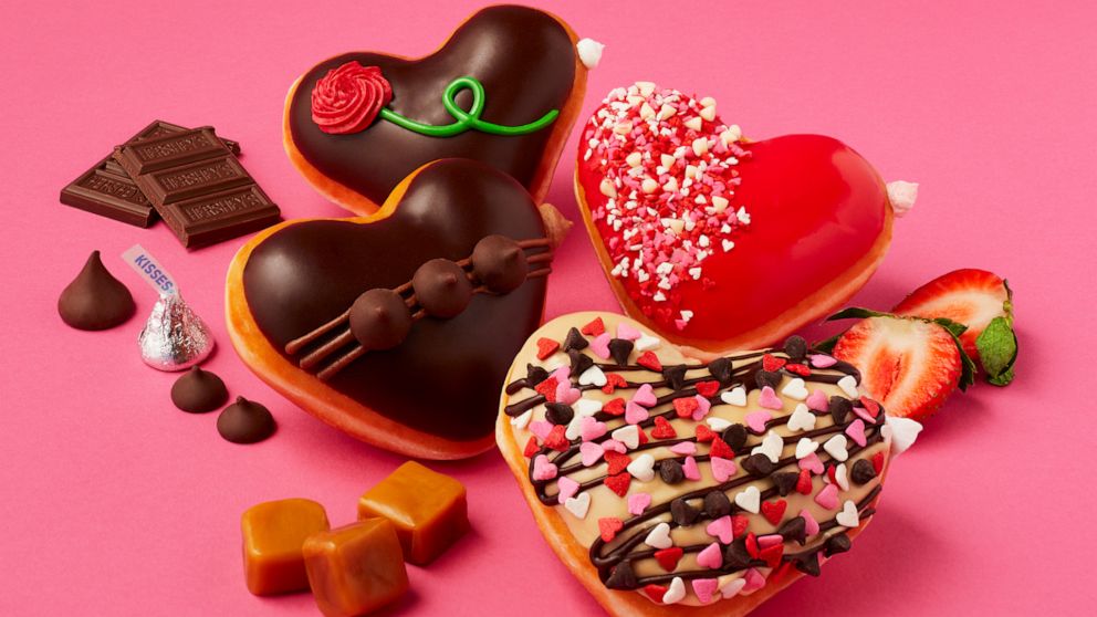 New heart-shaped Hershey's doughnuts at Krispy Kreme for Valentine's Day