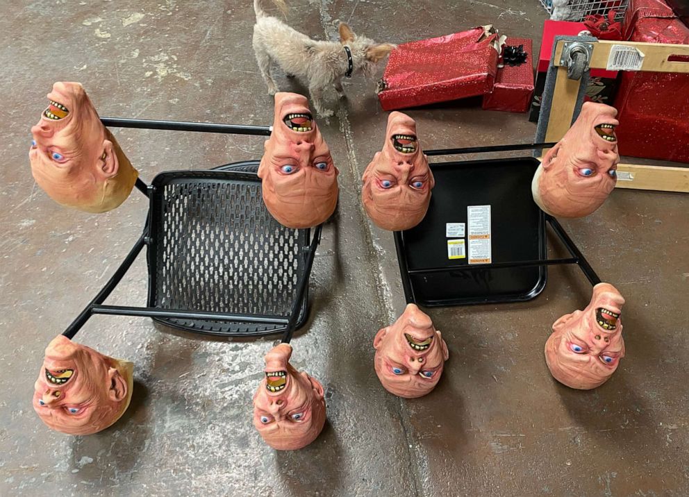 PHOTO: Multiple "Karen" masks from artist Jason Adcock.
