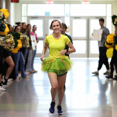 PHOTO: Kate Fletcher, an English teacher at Louisa County High School in Mineral, Virginia, ran over 100 miles from the school to Jamestown, Virginia to raise money for student scholarships.