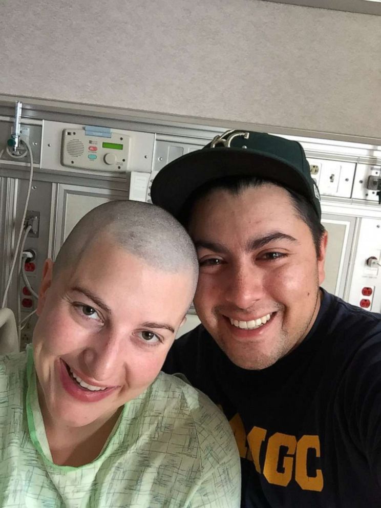 Katy Sanchez, pictured with her husband, Joshua, undergoes treatment for glioblastoma. 