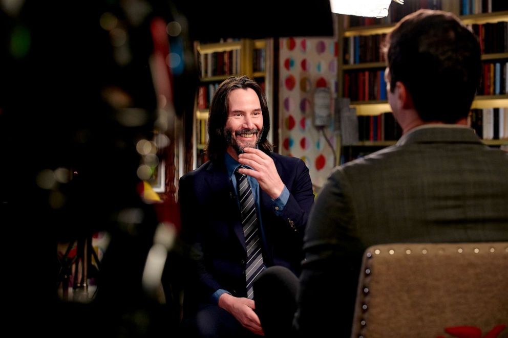 PHOTO: ABC News correspondent Will Reeve interviews actor Keanu Reeves in New York on Wednesday, March 15, 2023. The interview airs Monday, March 20, 2023 on ABC's "Good Morning America."