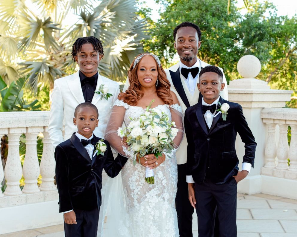 PHOTO: Kemorene Mills-Armstrong and her husband Kirkland Armstrong renewed their wedding vows on March 23 in Florida. They were surrounded by their three sons, their family and friends.