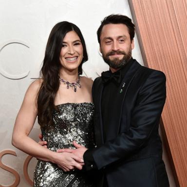 PHOTO: Jazz Charton, left, and Kieran Culkin arrive at the Oscars on March 2, 2025, at the Dolby Theatre in Los Angeles.