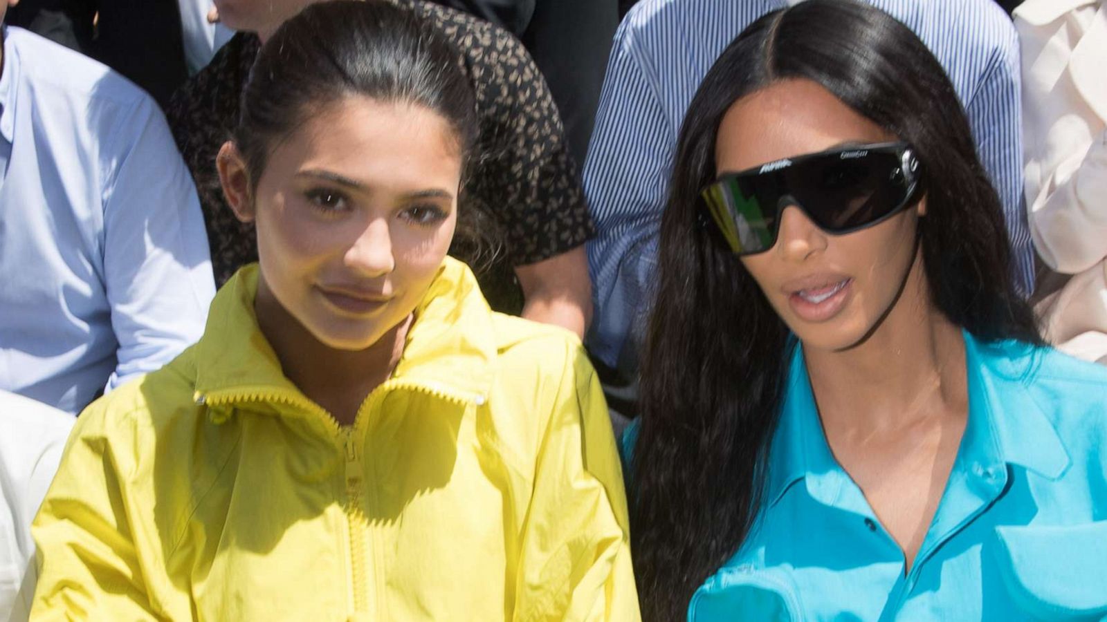 PHOTO: Kylie Jenner and Kim Kardashian attend at show at Paris Fashion Week on June 21, 2018.