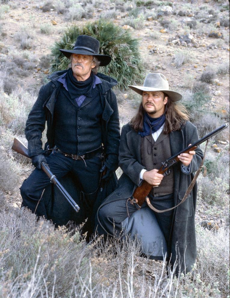 PHOTO: Pictured from left is Kris Kristofferson (as Jesse Ray Torrance) and Travis Tritt (as Sheriff Dalton) in the CBS made for television movie "Outlaw Justice, originally broadcast January 24, 1999. 