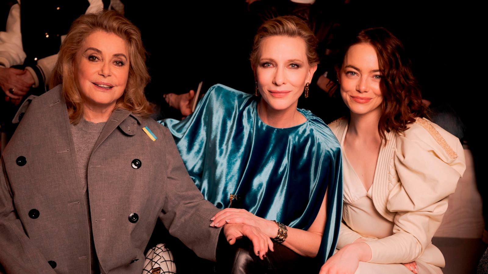 PHOTO: Catherine Deneuve, Cate Blanchett and Emma Stone attend the Louis Vuitton Womenswear Fall/Winter 2024-2025 show in Paris, Mar. 05, 2024.