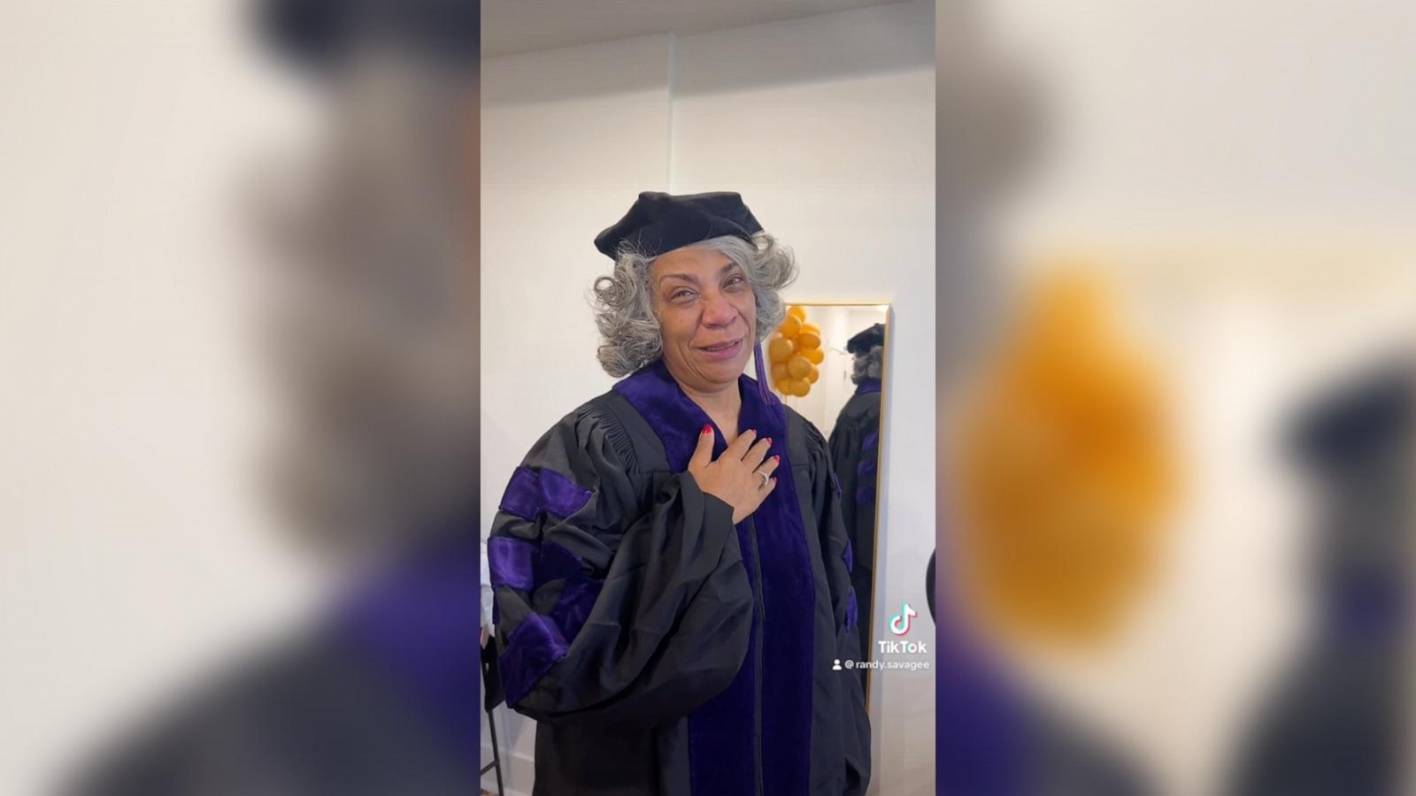 PHOTO: Miranda Turner and her siblings surprised their mom Pamela Martin-Turner with the cap and gown she never got to wear when she graduated from law school.