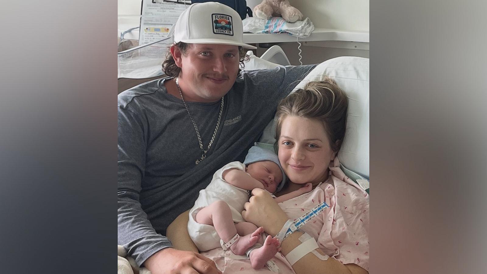 PHOTO: Kenzie Lewellen and Dewey Bennett III welcomed their son Dewey Lester Bennett IV on Oct. 9, 2024 at Sarasota Memorial Hospital in Sarasota, Florida, as Hurricane Milton roared through the region.