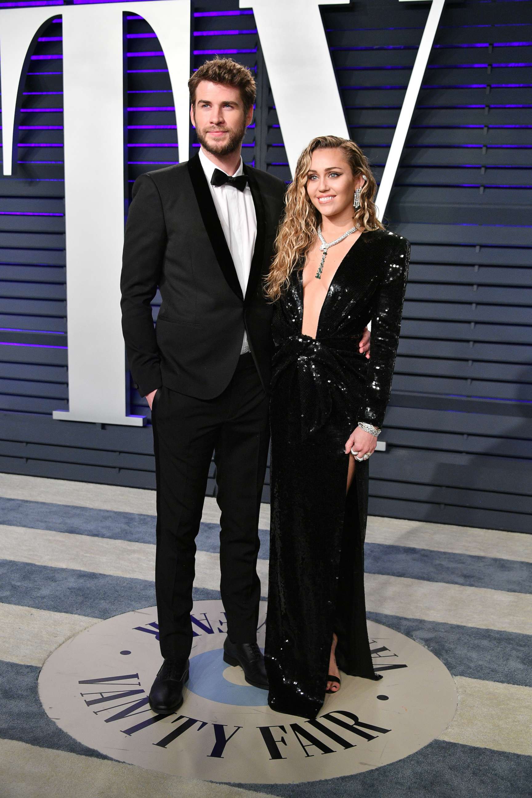 PHOTO: Liam Hemsworth and Miley Cyrus attend the 2019 Vanity Fair Oscar Party hosted by Radhika Jones at Wallis Annenberg Center for the Performing Arts, Feb. 24, 2019, in Beverly Hills, Calif.