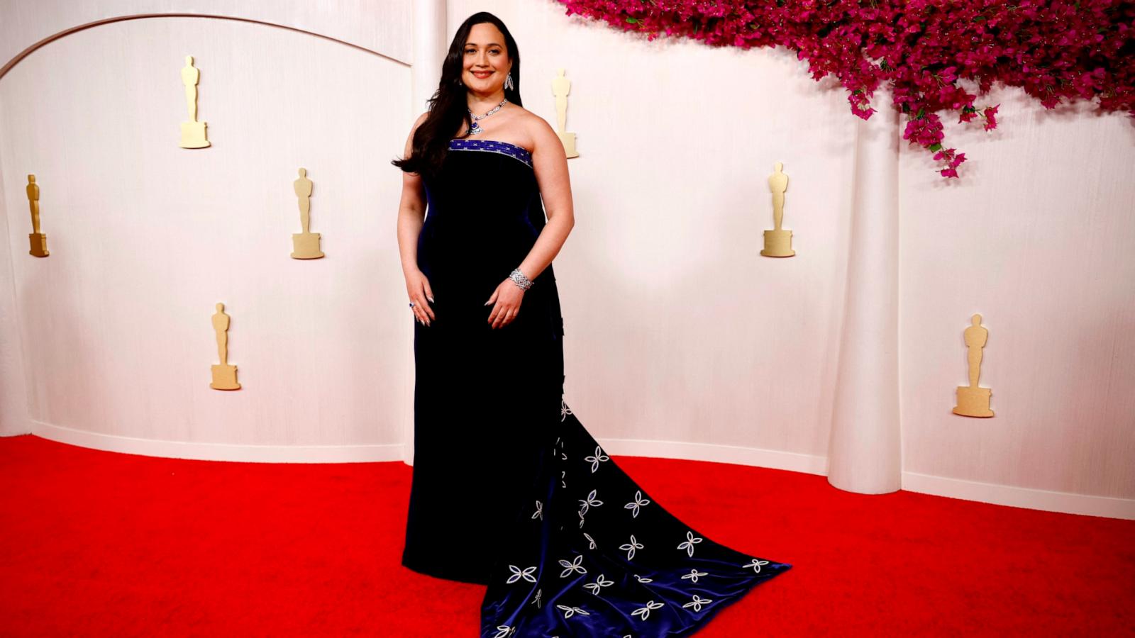 PHOTO: Lily Gladstone poses on the red carpet during the Oscars arrivals at the 96th Academy Awards in Hollywood, CA, March 10, 2024.