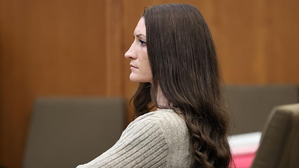PHOTO: Lyndsay Clancy listens to the testimony of Dr. Gregory Saathoff during her murder trial in Plymouth Superior Court, Aug. 26, 2026 in Plymouth, Mass.