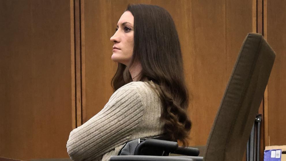 PHOTO: Lyndsay Clancy listens to the testimony of Dr. Gregory Saathoff during her murder trial in Plymouth Superior Court, Aug. 26, 2026 in Plymouth, Mass.
