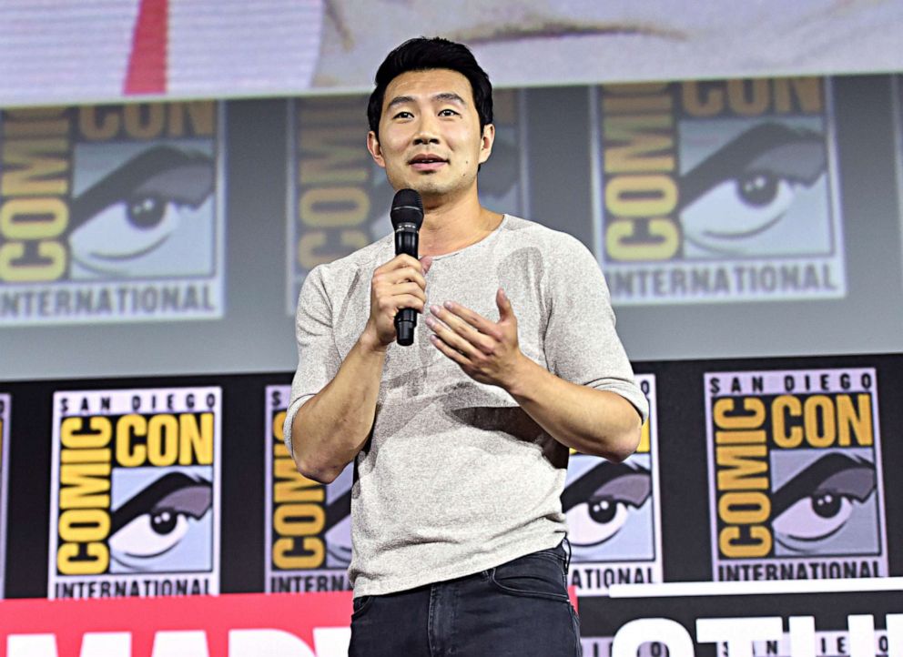 PHOTO: Simu Liu of Marvel Studios' 'Shang-Chi and the Legend of the Ten Rings' at the San Diego Comic-Con International 2019 Marvel Studios Panel, July 20, 2019, in San Diego.