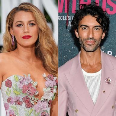 PHOTO: This combination of images shows Blake Lively at the London screening of the film "It 'Ends With Us" on Aug. 8, 2024, left, and Justin Baldoni in separate photos at the world premiere of the film in New York on Aug. 6, 2024.