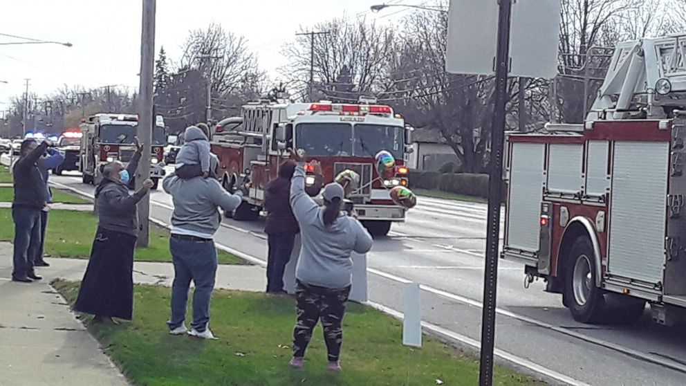 PHOTO: Lorain Professional Firefighters Local 267 driving by in firetrucks.