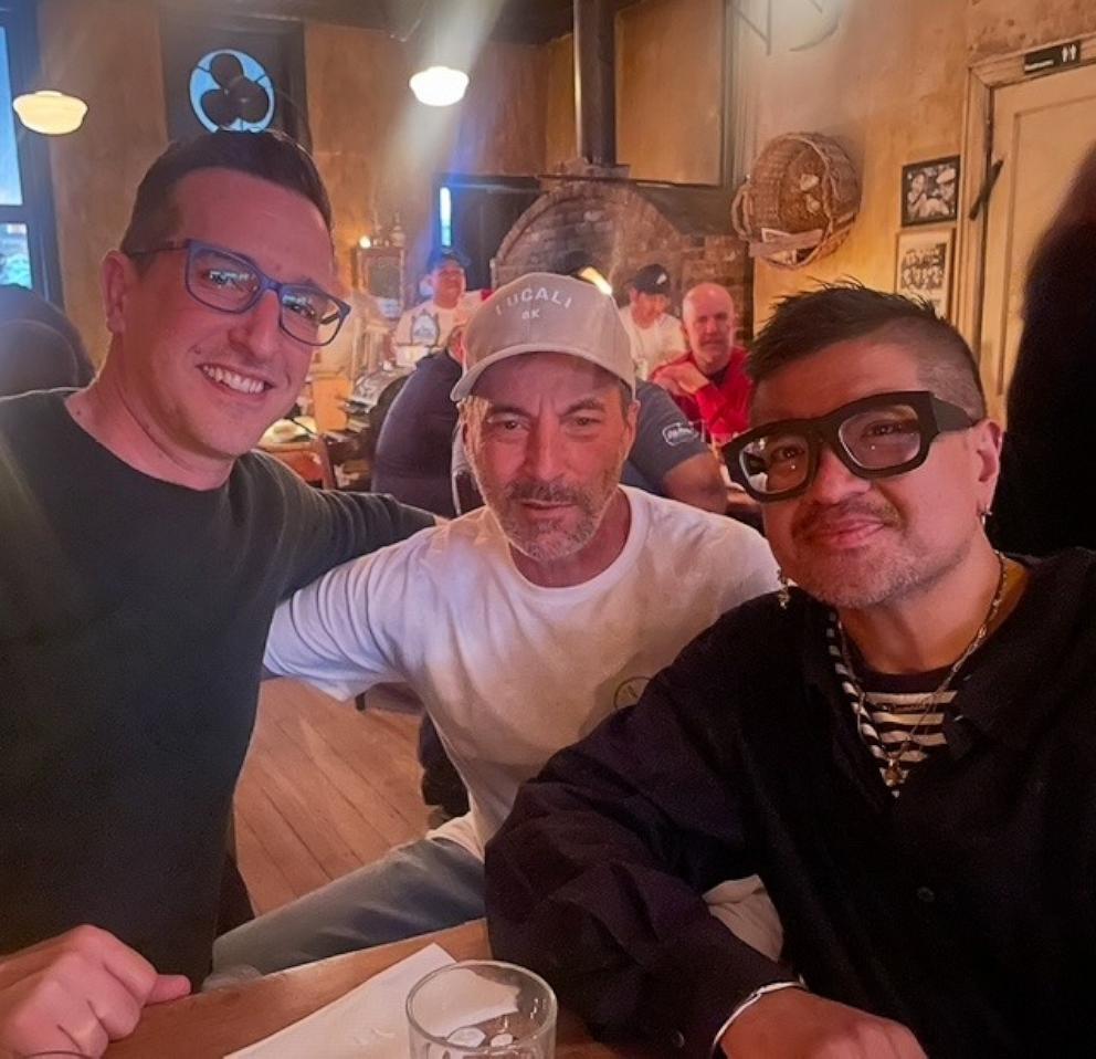 PHOTO: Kidney donor Rusty Rastello with Lucali owner Mark Iacono and Theo Alano at the famed Brooklyn pizzeria.