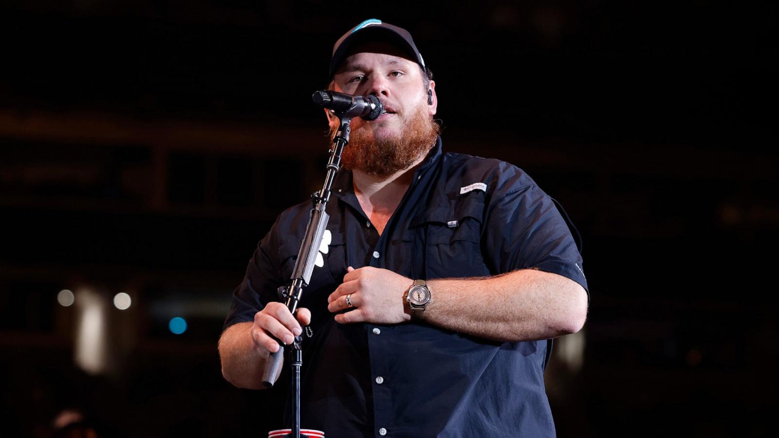 PHOTO: Luke Combs performs onstage at the Concert For Carolina Benefit Concert at Bank of America Stadium, Oct. 26, 2024, in Charlotte, N.C.