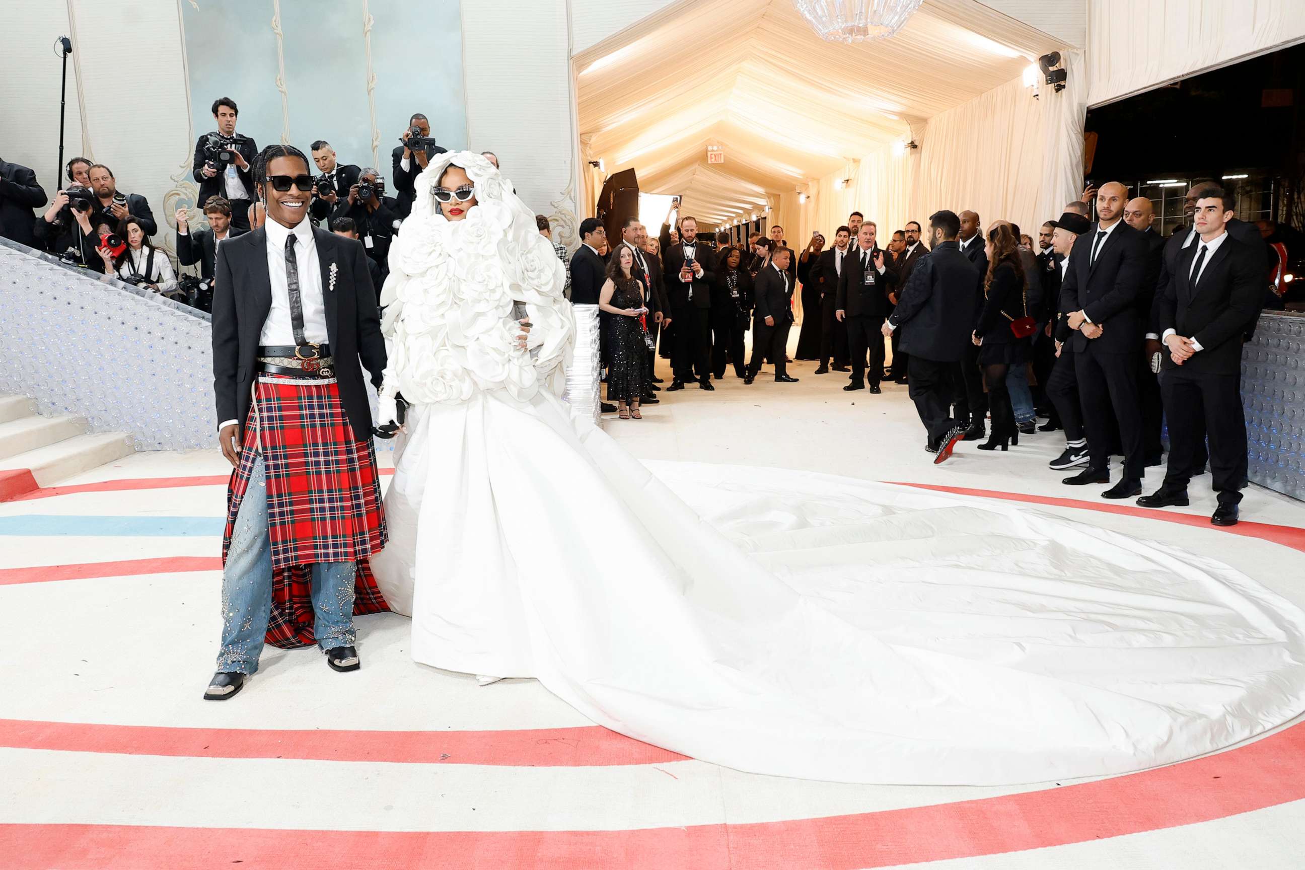 PHOTO: A$AP Rocky and Rihanna attend The 2023 Met Gala Celebrating "Karl Lagerfeld: A Line Of Beauty" at The Metropolitan Museum of Art, May 1, 2023, in New York.