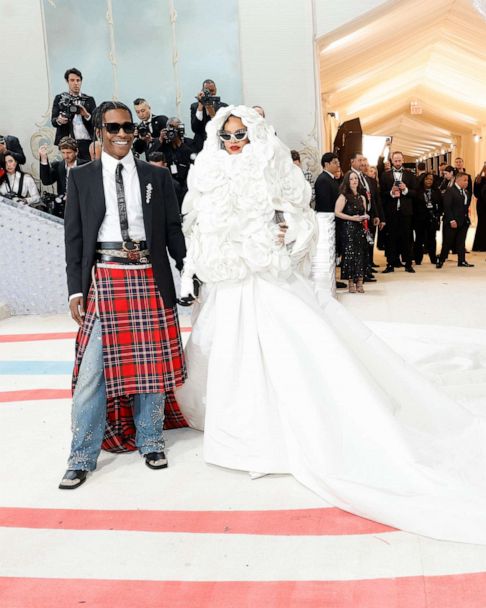 Rihanna & A$AP Rocky Light Up The 2023 Met Gala After He Climbed Over Crowd