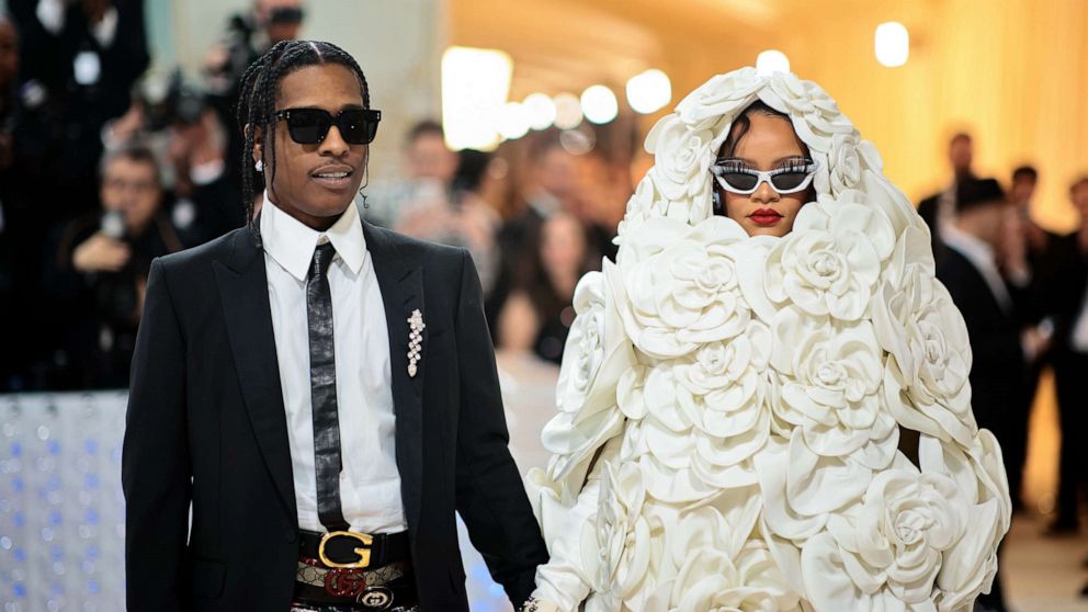 PHOTO: A$AP Rocky and Rihanna attend The 2023 Met Gala Celebrating "Karl Lagerfeld: A Line Of Beauty" at The Metropolitan Museum of Art, May 1, 2023, in New York.