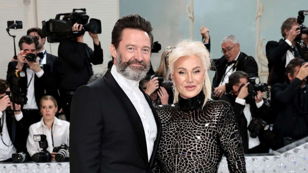 PHOTO: Hugh Jackman and Deborra-Lee Furness attend The 2023 Met Gala Celebrating "Karl Lagerfeld: A Line Of Beauty" at The Metropolitan Museum of Art, May 1, 2023, in New York.