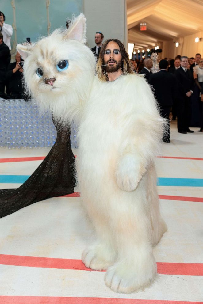 PHOTO: Jared Leto, dressed as Choupette, attends The 2023 Met Gala Celebrating "Karl Lagerfeld: A Line Of Beauty" at The Metropolitan Museum of Art, May 1, 2023, in New York.