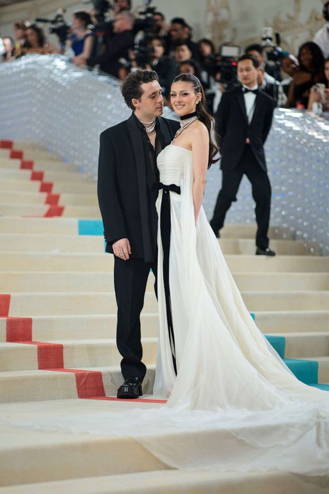 PHOTO: Brooklyn Beckham and Nicola Peltz Beckham attend The 2023 Met Gala Celebrating "Karl Lagerfeld: A Line Of Beauty" at The Metropolitan Museum of Art on May 01, 2023 in New York City.