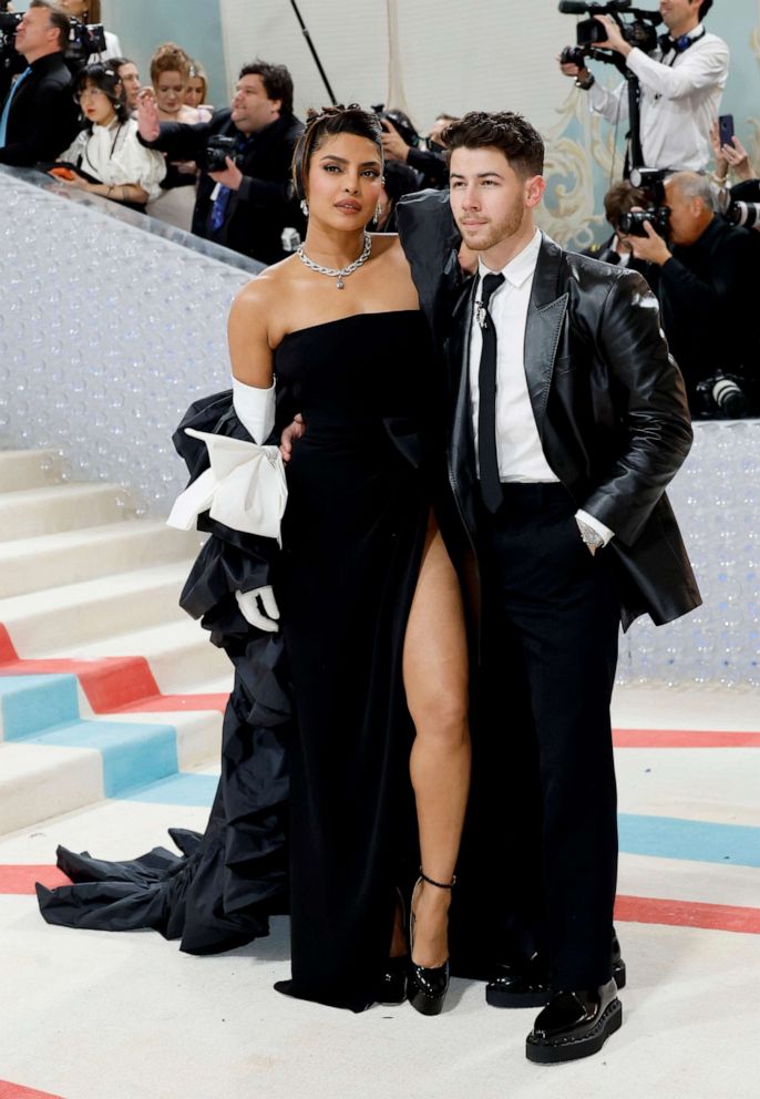 PHOTO: Priyanka Chopra Jonas and Nick Jonas attend The 2023 Met Gala Celebrating "Karl Lagerfeld: A Line Of Beauty" at The Metropolitan Museum of Art on May 01, 2023 in New York City.