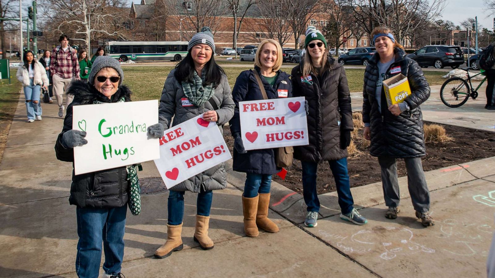 PHOTO: Parents of Michigan State University students organized an event to welcome students back to school on Feb. 20, 2023, following a deadly shooting on the campus.