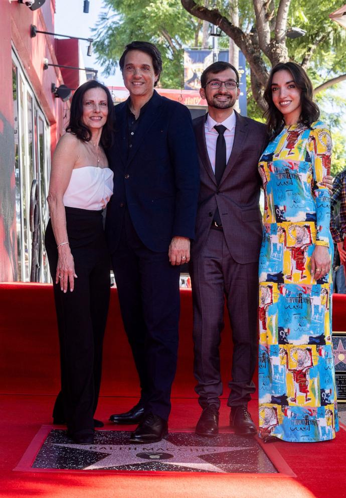 PHOTO: Actor Ralph Macchio (2nd L), his wife Phyllis Fierro (L), and children Julia Macchio (R) and Daniel Macchio pose during the Hollywood Walk of Fame ceremony honoring Macchio with a star in Hollywood, Calif., Nov. 20, 2024.